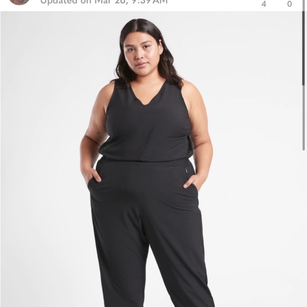 Athleta Black Sleeveless V-Neck Jumpsuit with Pockets